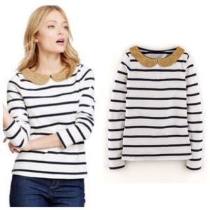 Boden Striped and Gold Sparkle Collar Sz 12